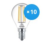 Multipack 10x Philips Corepro LED Lustre E14 Sferica Filamento Chiara 4.3W 470lm - 827 Bianco Molto Caldo | Sostitutiva 40W