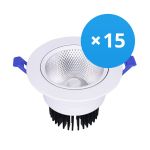 Multipack 15x Bright Choice Downlight LED Il Giro Inclinabile 15W 1200lm 60D - 930 Luce Calda -  | 135mm - Ritaglio 110mm - UGR <19