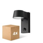 Multipack 4x D'Lite Luce Da Parete Lira Nero 7W 600lm 830 Luce Calda -  | IP54 - Sensore Di Movimento