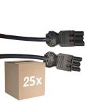 Multipack 25x Noxion GST - Compatibile Cavo di prolunga Nero - Maschio + Femmina - 2m - 3 pole 1,5mm2