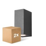 Multipack 2x D'Lite Luce Da Parete Vrebos Aluminium Nero Up & Down | IP54 - Adatto Per 2x GU10