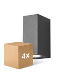 Multipack 4x D'Lite Luce Da Parete Vrebos Aluminium Nero Up & Down | IP54 - Adatto Per 2x GU10