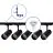 Bright Choice Set completo 1-Fase Rail L 1 x 1,5 Metro Nero | incl. 5x Faretti + GU10 2700K 3W Dimmerabile + Tappo Di Chiusura, Connettore di Alimentazione e L -Connettore