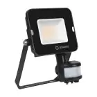 Ledvance Proiettore LED Compatto Nero 20W 1800lm 100D - 830 Luce Calda | IP65 - Simmetrico - Sensore di movimento e luce