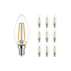 Multipack 10x Noxion Lucent LED E14 Candela Filamento Chiara 2.5W 250lm - 827 Bianco Molto Caldo | Dimmerabile - Sostitutiva 25W