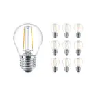 Multipack 10x Philips Corepro LED Lustre E27 Sferica Filamento Chiara 2W 250lm - 827 Bianco Molto Caldo | Sostitutiva 25W