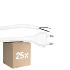 Multipack 25x Noxion Euro Cavo di alimentazione - C7 Europlug + Estremità aperte - Bianca 2m - 2 pole 0,75mm2