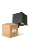 Multipack 2x D'Lite Luce Da Parete Elingen Aluminium Nero Up & Down 4.9W 480lm - 830 Luce Calda -  | IP65 - Sensore Di Luce