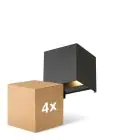 Multipack 4x D'Lite Luce Da Parete Elingen Aluminium Nero Up & Down 4.9W 480lm - 830 Luce Calda -  | IP65 - Sensore Di Luce